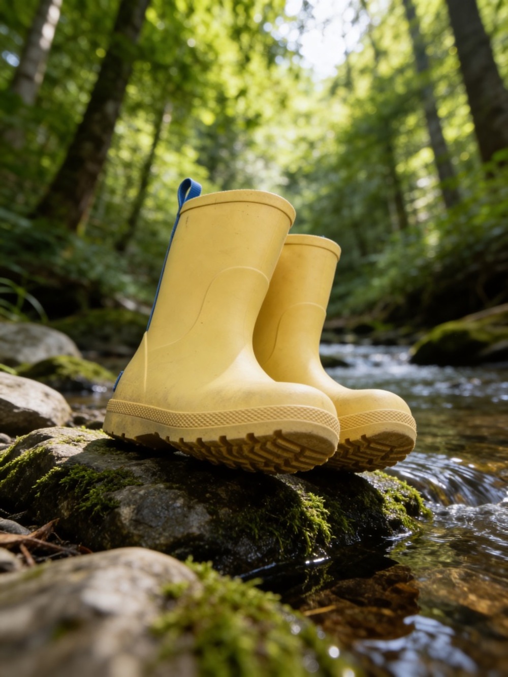 totes Kids Yellow Rain Boots with Blue Pull Loop